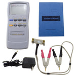 LCR Meter - Test Frequencies: 100Hz, 120Hz, 1KHz Test Parameters: L/Q, C/D, R/Q, Z/Q - Kelvin Test Clip Leads and DC Adapter Included