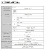 LCR Meter - Test Frequencies: 100Hz, 120Hz, 1KHz Test Parameters: L/Q, C/D, R/Q, Z/Q - Kelvin Test Clip Leads and DC Adapter Included