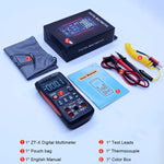 Button Operated Digital Multimeter with NCV, Data Hold, True RMS, 9999 Counts Backlit LCD (ZT-X)