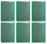 6 Pack Double Sided PCB Prototype Board, 4 x 6 cm with 280 holes