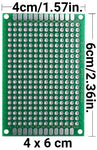 6 Pack Double Sided PCB Prototype Board, 4 x 6 cm with 280 holes