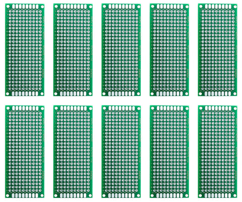 10 Pack Double Sided PCB Prototype Board, 3 x 7 cm with 240 holes