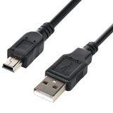 USB Type "A" Male to Mini USB Type "B" Male Cable 2.0, 6 Feet Length, Black Color, 28AWG