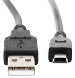 USB Type "A" Male to Mini USB Type "B" Male Cable 2.0, 6 Feet Length, Black Color, 28AWG