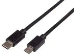 USB Cable, Type C Plug to Micro USB Plug, 11.8 ", Black