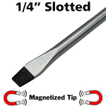 8" Slotted Screwdriver, 1/4" Magnetic Tip, 4" Shaft Length