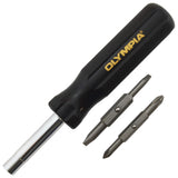 Olympia Tools 6-in-1 Nut and Screwdriver, 1/4" + 3/16" Slotted, #1 + #2 Phillips