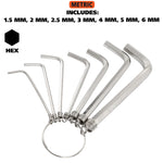 GreatNeck 7 Piece Metric Hex Key Ring Set: 1.5mm, 2mm, 2.5mm, 3mm, 4mm, 5mm, and 6mm (HKM7C)