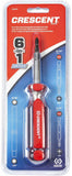 Crescent 6-in-1 Interchangeable Bit Screwdriver, Red Handle (CS61N)