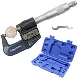 0-1" Range (0-25mm) Digital Micrometer with 6 Digit LCD Display, 0.001mm Resolution, Features mm/inch Conversion Button