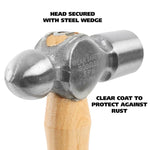 GreatNeck 16 Ounce Hickory Ball Peen Hammer, Auto Body Hammer, Wood Handle Hammer, Sheet Metal Hammer (BP16)