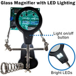 Helping Hand Project Holder with Flexible 2.5x Magnifying Glass, LED Lights, and Soldering Iron Holder