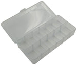 Clear Component Storage Box with Lid, Removable Dividers, 2 to 12 Divisions, 10" x 4⅞" x 1⅝"