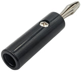 Black Insulated Banana Plug with Set Screw, Solderless, 1.85" Long