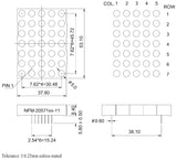 Red 5x7 Dot Matrix LED Display - Anode Column, Cathode Row (1.48" x 2.09")