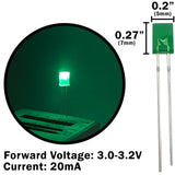 Green Rectangular LED, Diffused Lens (5mm x 2mm x 7mm)