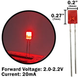 Red Rectangular LED, Diffused Lens (5mm x 2mm x 7mm)