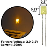 Yellow Rectangular LED, Diffused Lens (5mm x 2mm x 7mm)