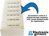 365 Piece Resistor Kit 1/4 Watt in Compartmentalized Cardboard Storage Box - Wide Variety of Values