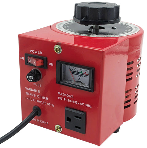 5 Amp Variable Transformer, 500 VAC Max, 0-130 Volt Output