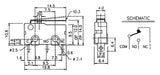 Micro Limit/Snap Switch, SPDT, 5A @ 250V AC, Solder Leads