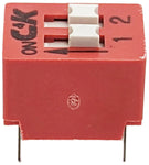 DIP Switch with 2 Switches, 4-Pin, SPST, Red Color, 7.1mm x 9.7mm x 7.5mm