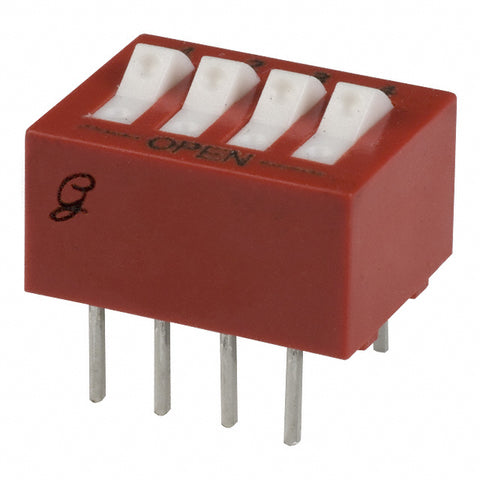 DIP Switch, SPS Rocker Style, 4 Positions, 150mA 30VDC