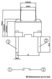 2 Pin Panel PCB Momentary Tactile Push Button, Size 6x6x7mm