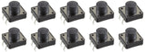 10 Pack Tact Momentary Switch, 12mm Square, 0.05A 12V, Button Height 1.5mm