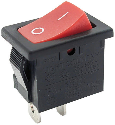 Rocker Switch, SPST, ON-OFF, Red with White Marking