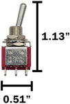 On-On DPDT Miniature Toggle Switch, 6-Pin Solder Lug Termination