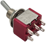 On-On DPDT Miniature Toggle Switch, 6-Pin Solder Lug Termination