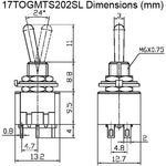 Mini DPDT Toggle Switch ON-ON with 6-Pin Solder Lug Termination, 6A @ 125V AC (0.51" x 0.5" x 1.15")