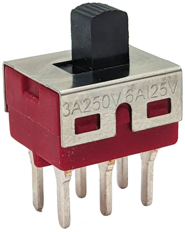 DPDT On-On Mini Slide Switch with PC Leads, 6 Pins (0.45" x 0.50")