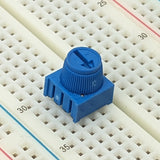 10K Ohm Cermet Potentiometer, Single Turn with Knob, 0.1" Pin Spacing for Breadboards