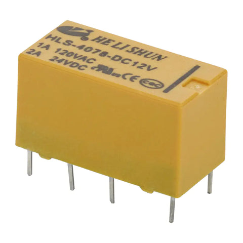 12V Relay DIP, Coil Arrangement: 2 Form C (DPDT), Capable of Switching Loads up to 2A, HLS-4078-DC12V