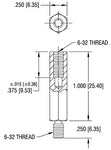 Hex Male/Female Threaded Spacers, 1 inches Length, 6-32 Thread Size