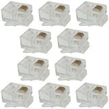 10 Pack RJ11-4 Modular Plugs, 6P4C, Twisted Solid Wire