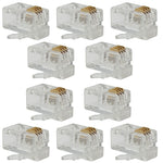 10 Pack RJ11-4 Modular Plugs, 6P4C, Twisted Stranded Wire