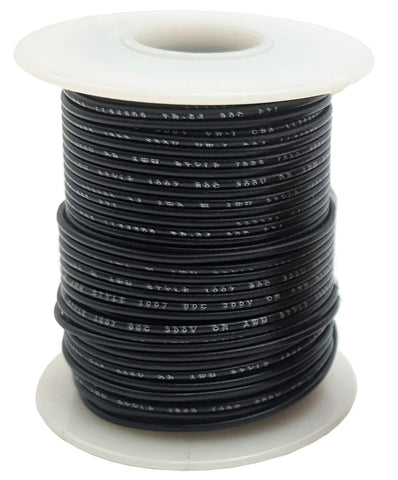 100 Feet Black 24 Gauge Solid Hook-Up Wire, Tinned Copper, PVC Insulation (Shade May Vary), 300 Volts