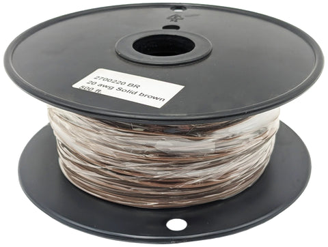 500 Feet Brown 22 Gauge Solid Hook-Up Wire, Tinned Copper, PVC Insulation