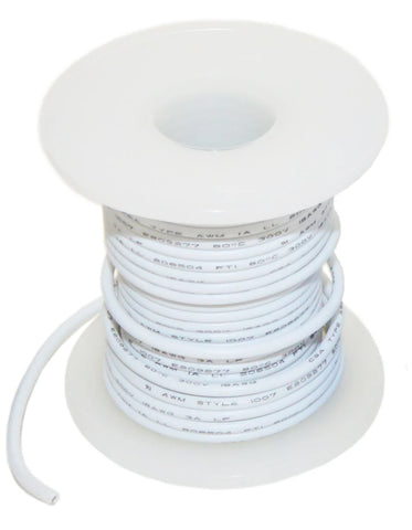 White 18 Gauge Stranded Hook Up Wire, 100 Foot Spool (Shade May Vary)