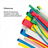 3M Heat Shrink Tubing Color Assortment Kit, 3/32" to 1/2" Single Wall (Thin) Polyolefin (FP-301)