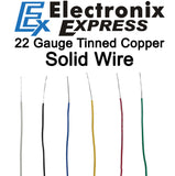 Solid 22 Gauge Hook Up Wire Kit - Includes 6 Different Color 100 Foot Spools, Tinned Copper, PVC Insulated