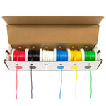 22 Gauge Hook Up Wire Kit - Solid Wire, Tinned Copper - Includes 6 Different Color 25 Foot Spools