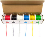 Solid 22 Gauge Hook Up Wire Kit - Includes 6 Different Color 25 Foot Spools, Tinned Copper, PVC Insulated