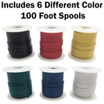 Stranded 24 Gauge Hook Up Wire Kit - Includes 6 Different Color 100 Foot Spools, Tinned Copper, PVC Insulated