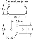 Metal 9V Battery Holder Clip without Terminals, Measures 0.65" x 1.04"