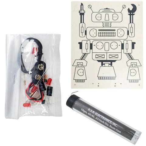 LED Robot Soldering Kit, Solder Included - Free-running Oscillator Project (Beginner Skill Level)