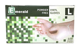 Emerald Shannon Powder-Free Vinyl Gloves – 4 Mil - Box of 100 (Large)